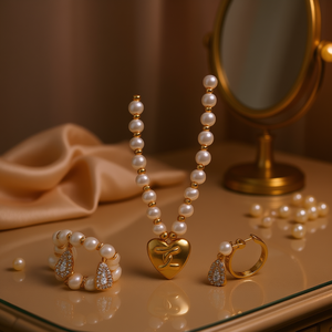 Stainless Steel Jewelry <b>Set</b> <b>for</b> <b>Women</b> 24K Gold Plated <b>Necklace</b> Bracelet Earrings Ring with Zircon Pear Cut Stones and Imitation - Product Image 2