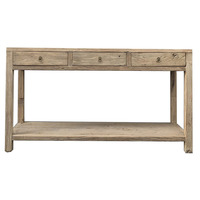 Table d'appoint murale en bois naturel vieilli de style industriel vintage pour hôtel et bureau