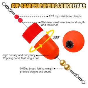 En stock 19cm 18g 20g Plombs de pêche américains classiques populaires ovales pour la pêche au redfish avec flotteurs en liège - Product Image 4