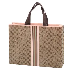 Индивидуальные многоразовые тканевые нетканые сумки для покупок, золотые подарочные пакеты, нетканые сумки для покупок с индивидуальным печатным логотипом