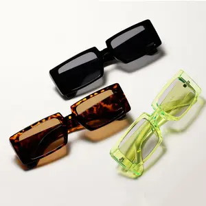 Lbashadesl — lunettes de soleil Rectangle pour femmes, Vintage, vert, à monture épaisse, rectangulaire, à la mode, styliste, années 90, 2021