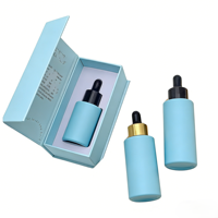 Flacon compte-gouttes rond en verre de luxe avec boîte cadeau pour sérum et huile essentielle, emballage cosmétique, flacon compte-gouttes avec boîte
