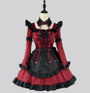 Ecowalson mujeres Lolita Maid Cosplay disfraz Anime Kawaii rojo estilo chino vestido de sirvienta traje de fiesta de <span class=keywords><strong>Halloween</strong></span> - Product Image 4