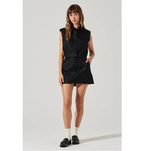 Maglione girocollo senza maniche e gonna <span class=keywords><strong>sopra</strong></span> al ginocchio con decorazione e motivo a bottone per l'estate - Product Image 2