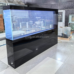<span class=keywords><strong>Aquarium</strong></span> sur mesure sans cadre, grand format, avec meuble noir brillant, structure de filtration complète à débordement pour poissons marins - Product Image 5
