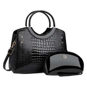 حقائب يد جملة من جلد البولي يوريثان (PU) مع تعليقة معدنية ومقبض، حقائب كتف نسائية، مجموعة حقيبتين ساتشيل وتوت للنساء - Product Image 6