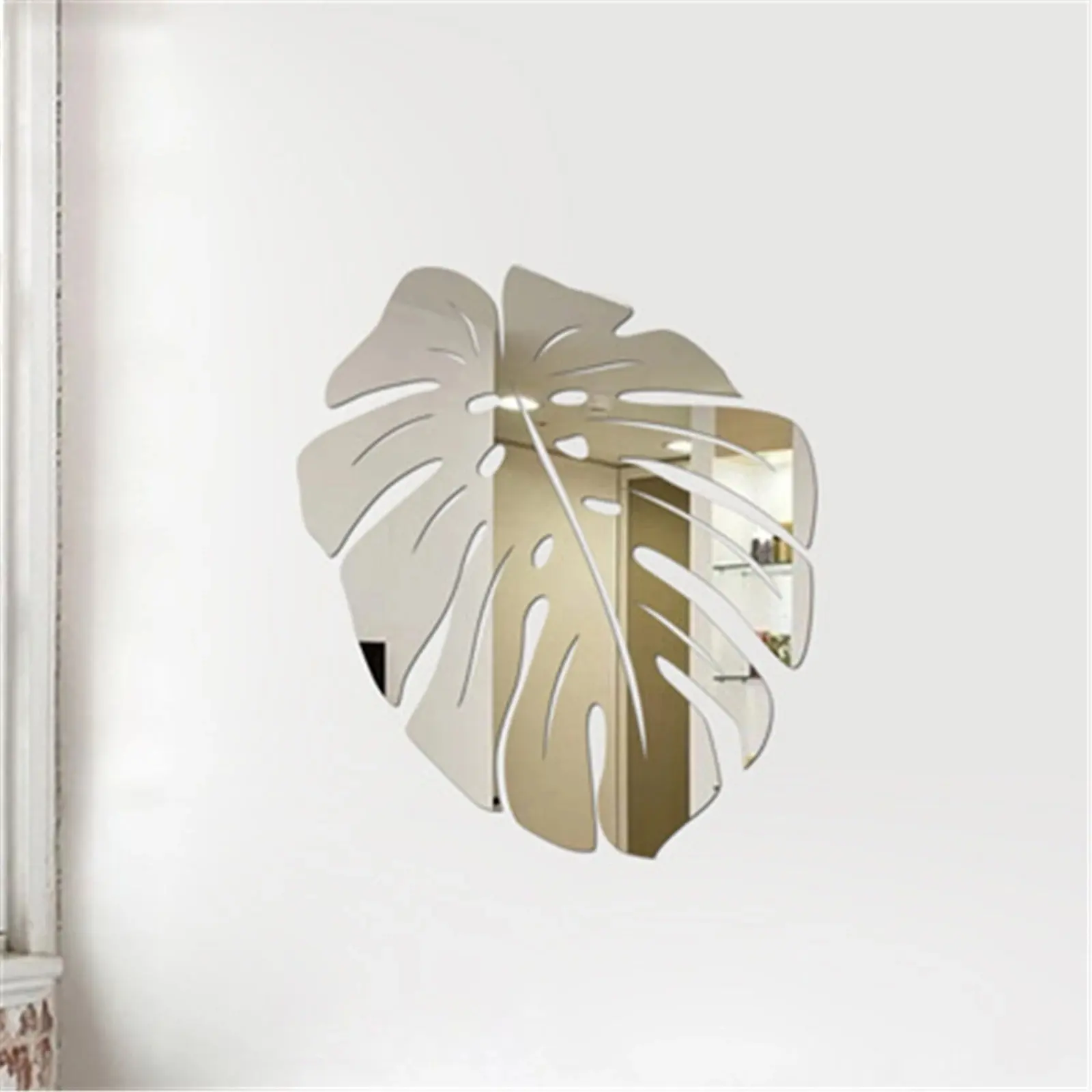 3D 거울 잎 꽃 스티커 북유럽 아크릴 벽화 데칼 거실 이동식 벽 스티커 DIY 홈 배경 장식
