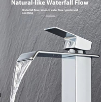 Robinet de lavabo cascade en acier inoxydable à poignée unique avec capteur tactile, montage sur plan, mélangeur eau chaude/froide, noir de luxe