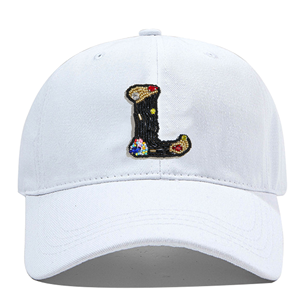 Casquette de baseball vintage noire multicolore avec alphabet anglais organique, personnalisable avec des noms, effet froissé, motif poney - Product Image 3