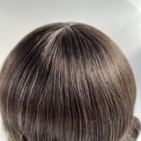 Sistem Penggantian Rambut Manusia Remy India dengan Alas PU Tipis 0,06mm, Anti Keringat, untuk Olahraga dan Gym, untuk Pria