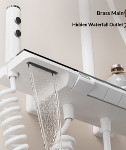 Nouvel ensemble de douche thermostatique mural moderne 2026 avec affichage numérique LED, haute pression, 4 fonctions, style clavier de piano - Product Image 3
