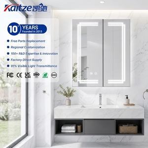 <span class=keywords><strong>Miroir</strong></span> de salle de bain professionnel à LED avec <span class=keywords><strong>armoire</strong></span>, étanche IP44, à intensité variable, 2 portes, 24*26 pouces, corps en aluminium - Product Image 1