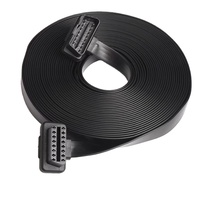 Cable de Extensión OBD2 de 16 Pines Macho a Hembra, Cable Plano Totalmente Alimentado, Herramienta de Diagnóstico ECU, Cable de Extensión para Computadora de Auto