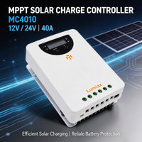 Contrôleur de charge solaire MPPT Lumiax 12V 24V 40A avec écran LCD, éclairage pour camping-car et yacht, Bluetooth, lithium