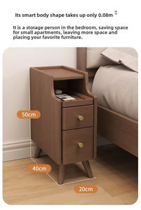 Прикроватная тумба Delanto цвета орех, современная, экологичная, ультраузкая, с 2 ящиками, для небольшой квартиры, для спальни, для хранения вещей - Product Image 3