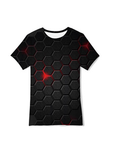 European American Solid <strong>3D</strong> Digital <strong>Printing</strong> Breathable Men's Short Sleeve Rib <strong>T</strong>-<strong>Shirt</strong> Summer Loose Fit Casual Jersey - Product Image 3