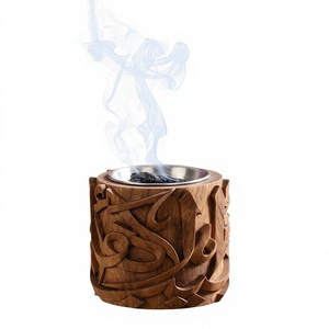 Quemador de incienso de madera Mubkhar, soporte decorativo árabe para quemar Bakhoor y Oud, ideal para festivales religiosos, bodas y eventos de hospitalidad. - Product Image 1