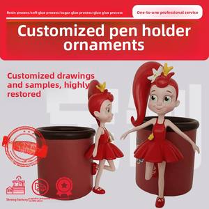 Personnalisable PVC Résine Artisanat Ornements Fait À La Main Bureau Boîte Aveugle Bureau Porte-Stylo <span class=keywords><strong>Image</strong></span> D'entreprise Animation Action Figure - Product Image 6
