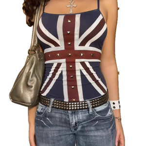 Top Corto de Tirantes con Diamantes de Imitación en Contraste de Color, Estilo Retro, Sexy y Ajustado para Mujer, Verano 2026 - Product Image 3