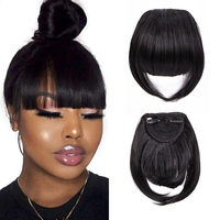 AliLeader Clip in Bangs Fringe Synthetic Fake Hair Bang Clip on Bangs with Temples for Black Women