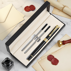 批发豪华促销金属圆珠笔中性笔套装定制徽标雕刻个性化广告礼品带礼盒 - Product Image 1