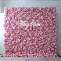 Promo Spesial Latar Belakang Bunga Pernikahan 8ft 8ft Warna Pink Dekorasi Bunga Artificial untuk Hotel Dinding Bunga 5D