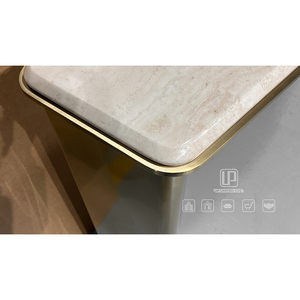 New Style Golden Iron <b>Frame</b> Console Table <b>White</b> Modern Marble Top Long <b>Square</b> Console Tables for Living Room 01 Iron Console Tab - Product Image 2