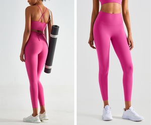 Leggings de yoga élastiques taille haute personnalisables avec poche arrière Collants de fitness et de course à pied à motif solide - Product Image 5