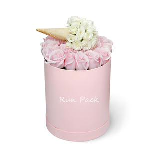 Luxury design printing customize round paper cardboard hat gift cylinder for flower arrangements packaging box with lid