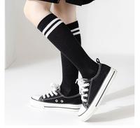 Chaussettes blanches mi-hautes pour enfants, en coton biologique, à rayures, pour uniforme scolaire, garçons et filles, printemps-automne, prix de gros