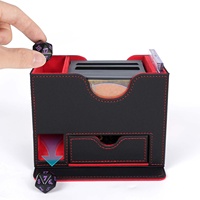 Boîte de rangement en cuir PU personnalisée pour jeux de société et cartes à collectionner, avec tiroir et plateau à dés, présentoir à fenêtre pour TCG Commander Pokemon Yu-Gi-Oh