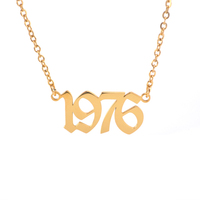 Collier personnalisé en argent Sterling 100% pur 925 plaqué or 14k, pendentif année de naissance, plaque de nom
