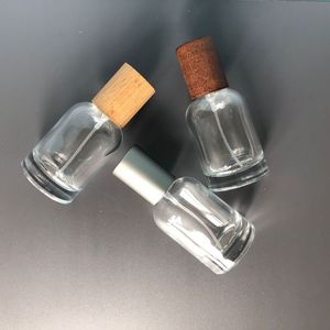 Botella de Perfume Premium de 30 ml, Botella de Vidrio Redonda con Pulverizador, Tapa de Madera y Metal, Dispensador de Cosméticos Portátil, Envase de Fragancia de Alta Gama - Product Image 3