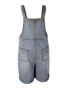 Nuevos pantalones cortos de mezclilla de verano para mujer, con tirantes, de pierna ancha, de media longitud, de color liso, con tirantes, pantalones casuales de cintura suelta - Product Image 4