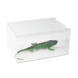 Customized Magnetic Cover Lids Plastic Reptile Terrarium Display Case Acrylic Reptile Box