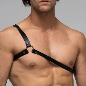 Men Harness Belts Fetish Gay Clothing for Sex Rave Sexual PULeather Chest Adjustable BDSM Gay Body Bondage Cage Harness Lingerie