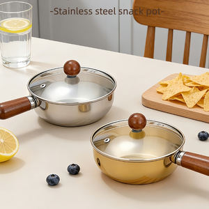 <span class=keywords><strong>Mini</strong></span>-cocotte moderne <span class=keywords><strong>en</strong></span> acier inoxydable 304 avec poignée <span class=keywords><strong>en</strong></span> noyer, <span class=keywords><strong>pot</strong></span> à lait japonais, capacité 600 ml, couvercle <span class=keywords><strong>en</strong></span> verre trempé, compatible lave-vaisselle - Product Image 1