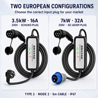 Cargador Portátil para Vehículos Eléctricos Tipo 2 de 3.5kW 7kW, 16A 32A, Monofásico, Corriente Ajustable, Temporizador LCD, IP67, para Hogar y Viajes, Venta al Por Mayor OEM