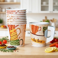Gobelet à café jetable de qualité supérieure avec poignée robuste et confortable pour service de chocolat chaud et de thé en maison de thé