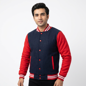 Chaqueta Varsity de Invierno para Hombre, de Cuero Genuino y Lana Banu Tejida, Hecha a Mano, Estilo Universitario, con Letras Bordadas, al Mejor Precio - Product Image 1