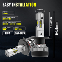 Ampoules à LED pour voiture avec lentille Canbus sans erreur 360 Beam High Power Auto Light H4 9003 HB2 H7 Projecteurs à LED pour l'éclairage automobile