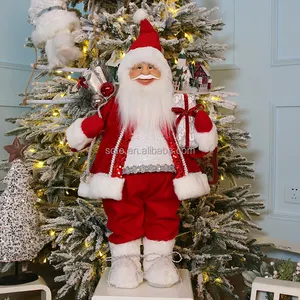 Figura de Papá Noel de 30/45/60/90/120CM, juguetes de felpa, colección de decoración de vacaciones, bata roja, figuras de Papá Noel de Navidad, venta al por mayor