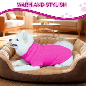 Pull tricoté personnalisable pour chien, col roulé, vêtements d'hiver tendance pour animaux de compagnie, manteau doux et chaud pour chiot, vêtements pour chat, rouge <span class=keywords><strong>rose</strong></span> - Product Image 5