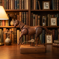 Sculpture cinétique artisanale Jhisen en bois de Sapele, Automatone Cheval en mouvement, Art animalier en bois, Décoration d'intérieur