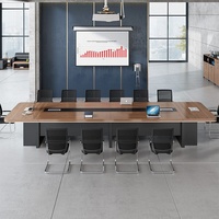 HYZ-280X Table de conférence moderne en bambou simple, personnalisable, avec boîte à câbles et surface antidérapante