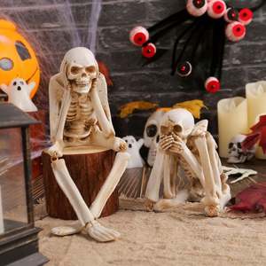 Oferta Especial: Figura de Esqueleto Realista que Ve, Escucha y No Oye Malos Sonidos, Decoración de Halloween, Colección de Terror de Poliresina, Regalo, EE. UU. - Product Image 3