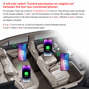 2 in 1 Portable Bluetooth CarPlay Adapter with Button Apple Design Red Color Wireless Connection for Car Stereo - Product Image 3