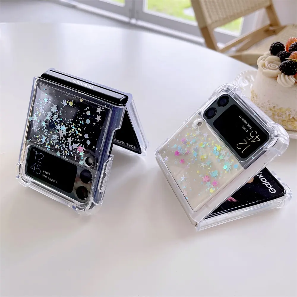 Shockproof clear case flip3 sparkle bling crystal transparent phone case for Samsung Galaxy Z Flip 3 cover
