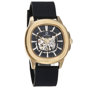 Montre mécanique automatique de luxe pour homme avec bracelet en cuir noir, logo personnalisé, mode décontractée, marque privée, OEM, pour couple - Product Image 5