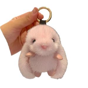Pendentif poupée <span class=keywords><strong>pompon</strong></span> fourrure de <span class=keywords><strong>lapin</strong></span> Rex Kawaii 10cm peluche porte-clés jouet pour voitures sacs à dos porte-monnaie breloque porte-clés - Product Image 1